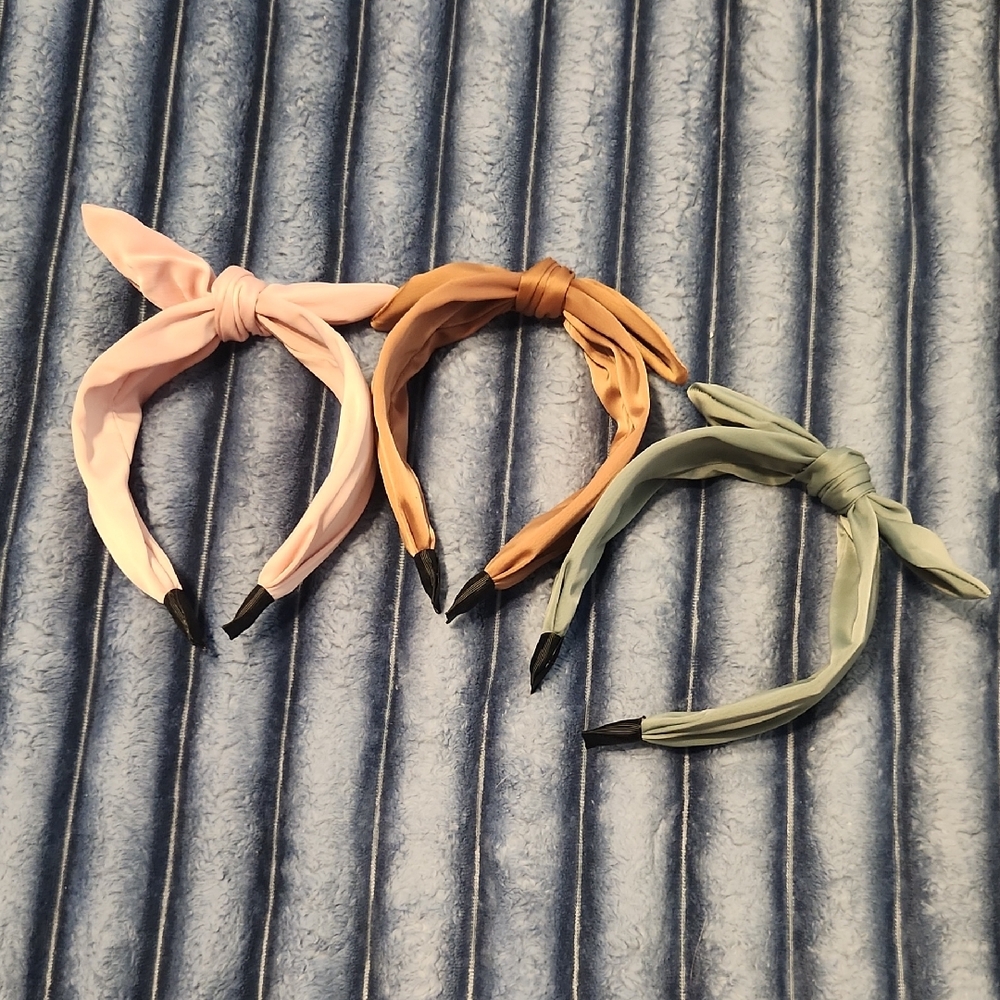 Stylish Knotted Headbands - Pink, Brown, and Green